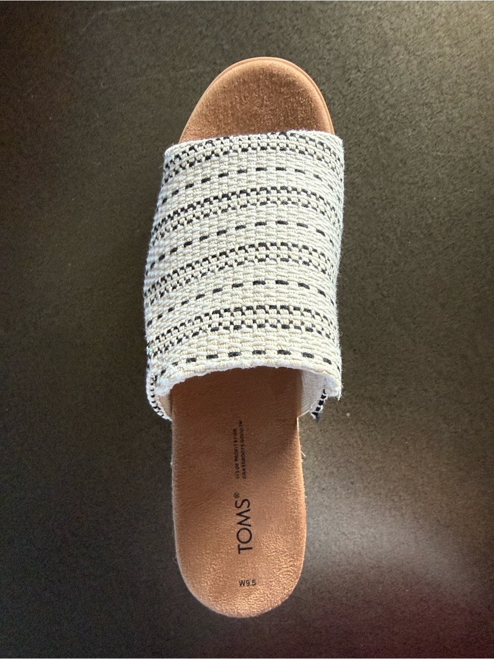 Toms White Knit Slide Mule with Tan Footbed